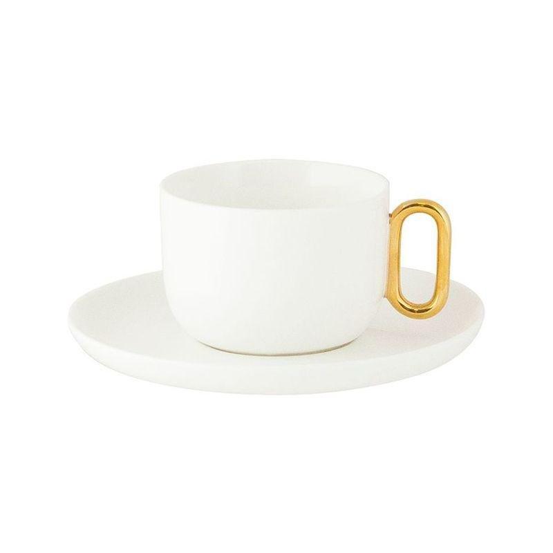 Cristina Re Celine Teacup & Saucer Ivory & Gold, , large image number 0