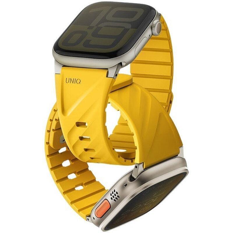 UNIQ Fluo Magnetic Apple Watch Strap With Connector Bundle 49/40mm - Golden Yellow, , medium