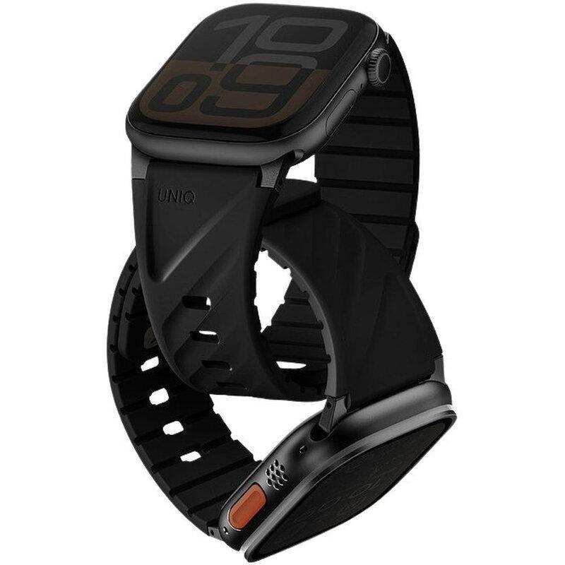 UNIQ Fluo Magnetic Apple Watch Strap With Connector Bundle 49/40mm - Midnight Black, , medium