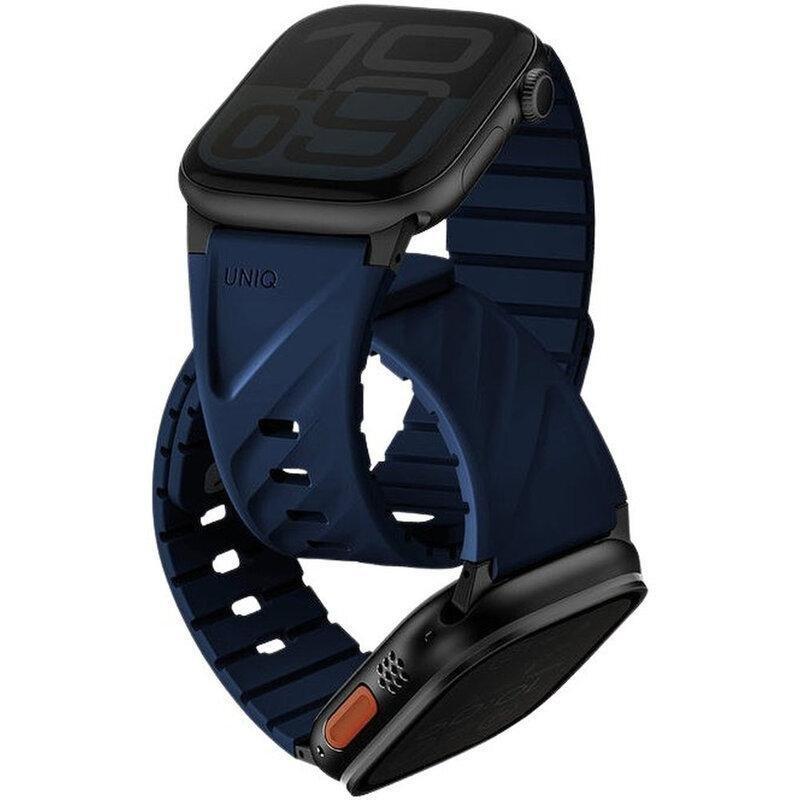 UNIQ Fluo Magnetic Apple Watch Strap With Connector Bundle 49/40mm - Marine Blue, , medium