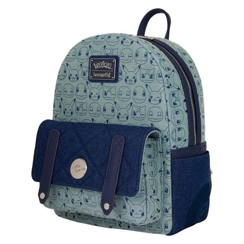 Loungefly Leather Pokemon Faux Denim Mini Backpack, , large image number 1