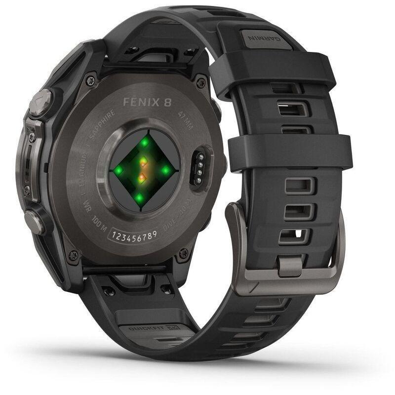 Garmin Fenix 8 Pro 47mm Amoled Sapphire Carbon Grey DLC Titanium Smartwatch With Black/Pebble Grey Silicone Band, , medium
