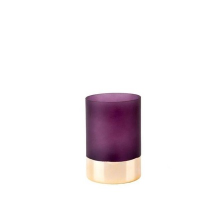 PRESENT TIME INC - Present Time Vase Gold Glamour Glass Matt Purple Small