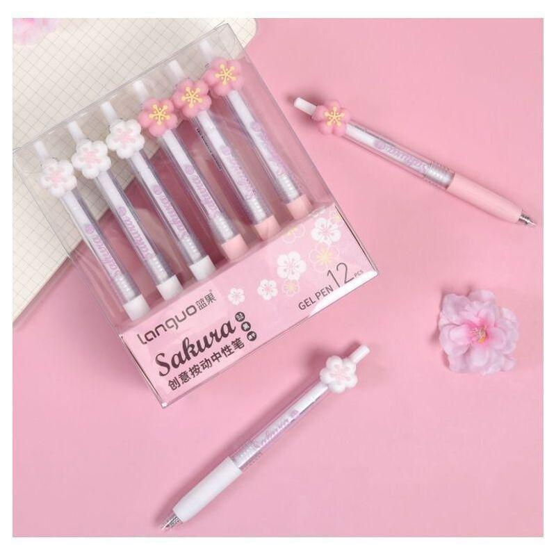 Languo Sakura Black Ink Press Gel Pen 0.5 mm (1 Piece), , large image number 0