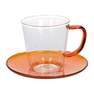 KITCHENCRAFT - Kitchencraft L.A. Cafetiere Amber-Coloured Glass Tea Cup & Saucer 240ml