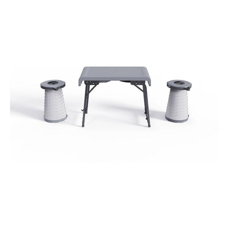 Porodo Camping Foldable Desk and LED (White/Yellow) Stool Set - Grey, , medium