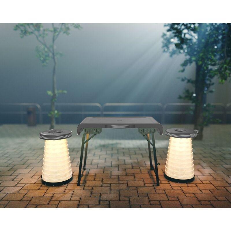 Porodo Camping Foldable Desk and LED (White/Yellow) Stool Set - Grey, , large image number 2
