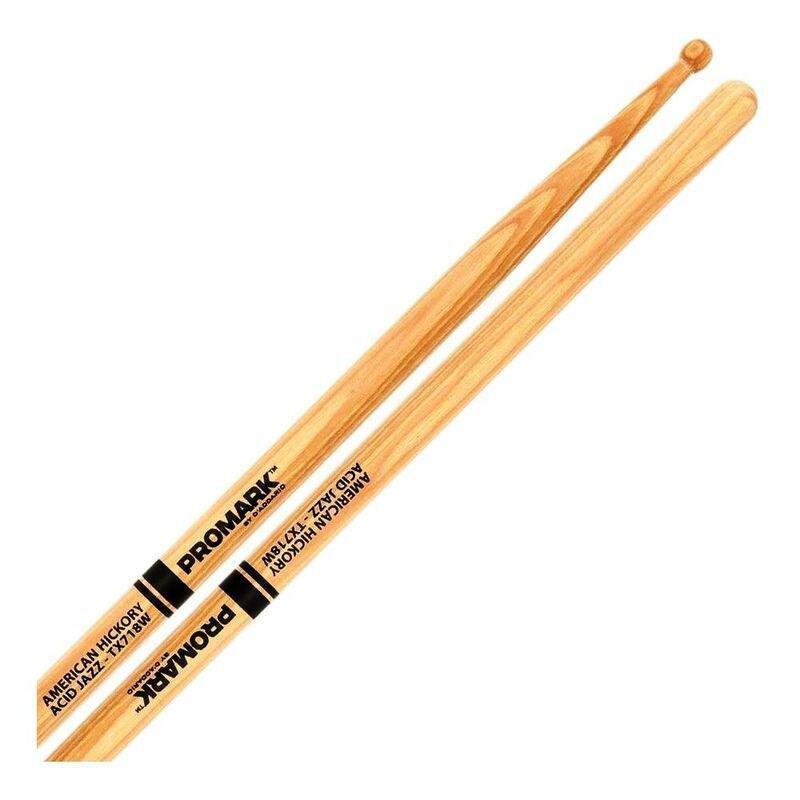 Promark Drumsticks Hickory 718 "Acid Jazz" - Small Rounded Wooden Tip, , large image number 0