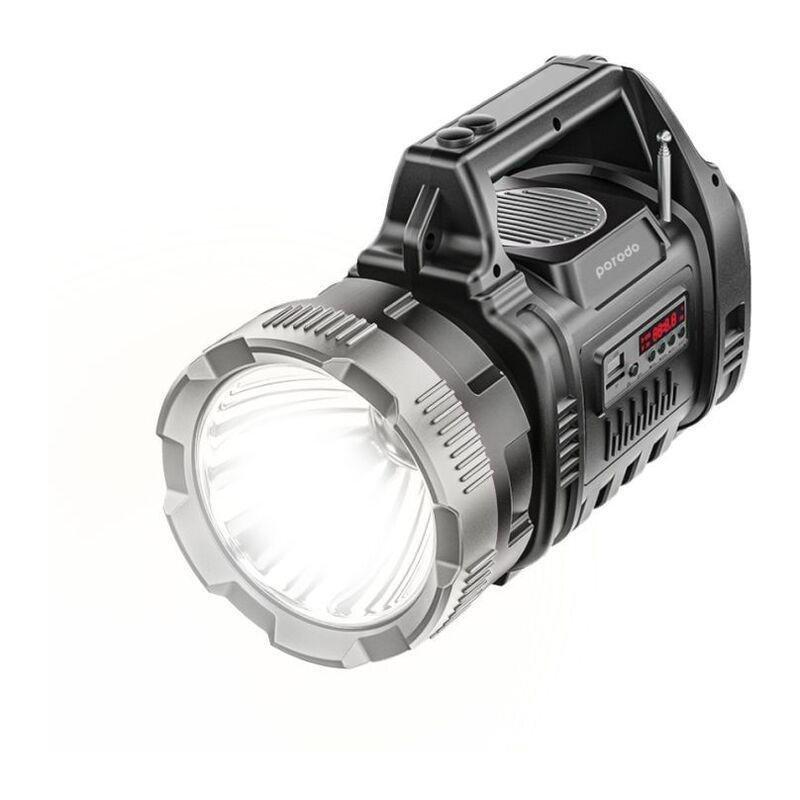 Porodo LifeStyle Outdoor 10W 3 in 1 Flashlight with FM Radio and Bluetooth Speaker - Black, , large image number 0