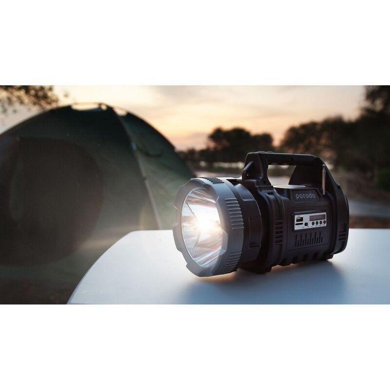 Porodo LifeStyle Outdoor 10W 3 in 1 Flashlight with FM Radio and Bluetooth Speaker - Black, , large image number 1