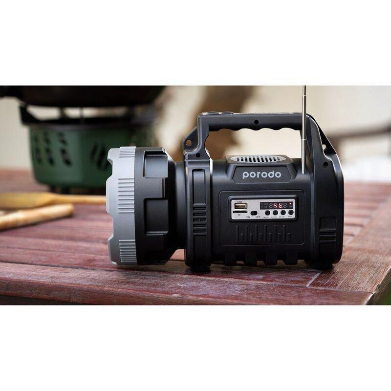Porodo LifeStyle Outdoor 10W 3 in 1 Flashlight with FM Radio and Bluetooth Speaker - Black, , large image number 2
