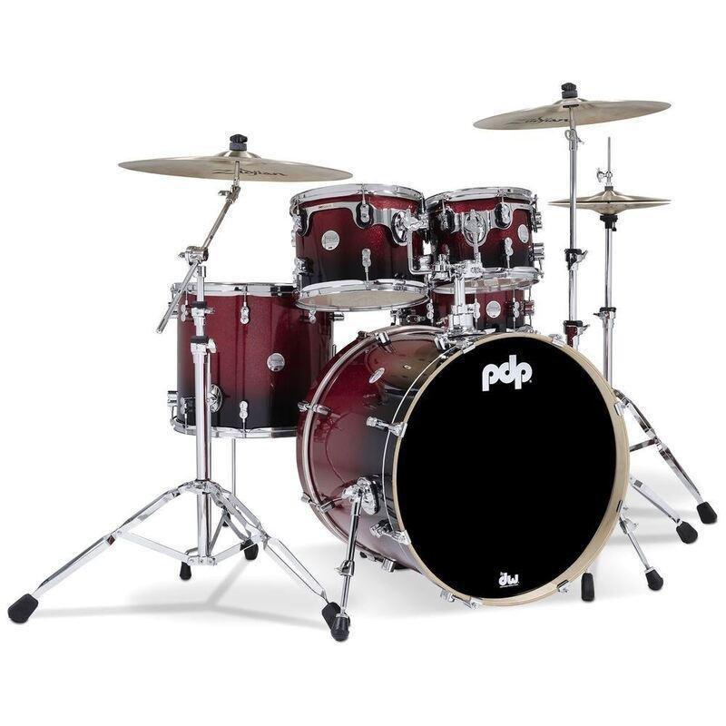 PDP Concept Maple Shell Pack - 5-piece - Red To Black Sparkle Fade (Without Cymbals), , large image number 0