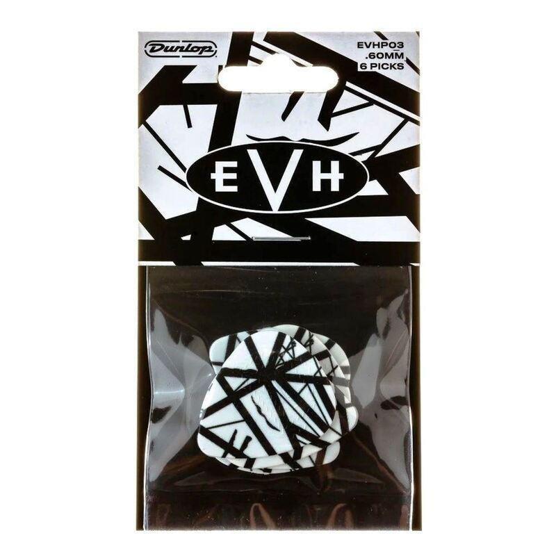 Dunlop EVHP03 Eddie Van Halen Tin Pick - White With Black Stripes - 6 Picks Per Pack, , large image number 0