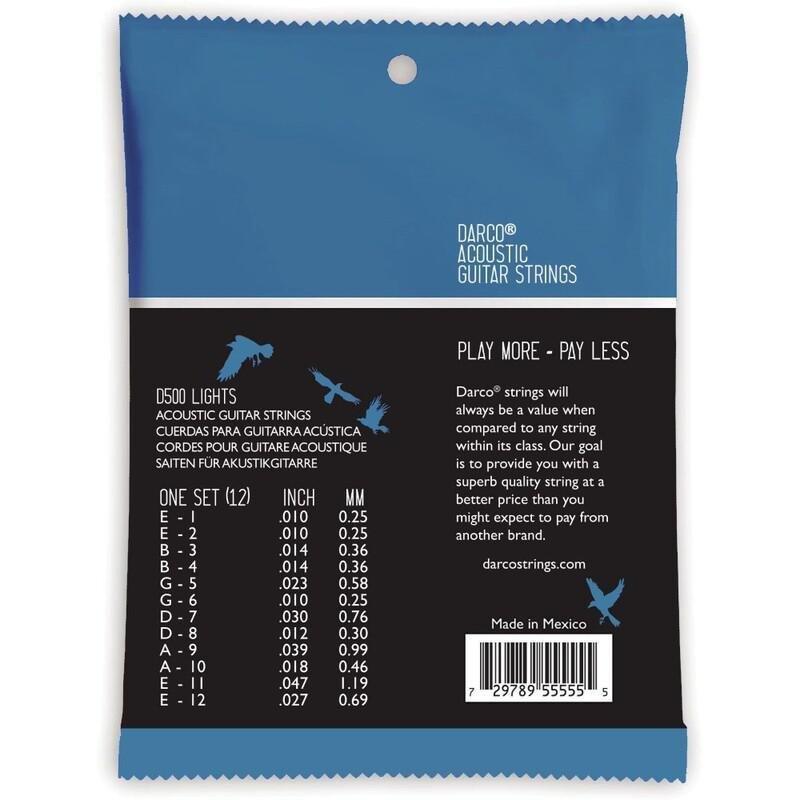 Martin Darco Acoustic Guitar Strings Set 80/20 Bronze - 12 Strings - Light - 0.10/0.10 - 0.47/0.27 - D500, , large image number 1