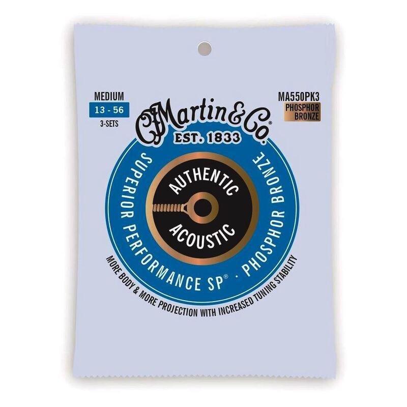 Martin Acoustic Guitar Strings Superior Performance SP - 92/8 Phosphor Medium - 3 Sets - 013 -.056 (3 Packs), , medium