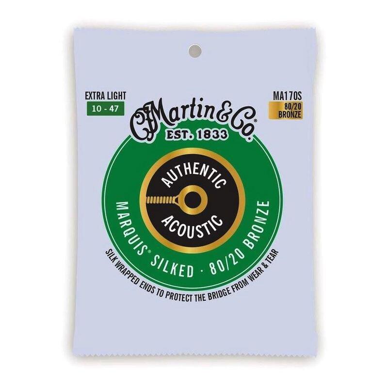 Martin Acoustic Guitar Strings Set Marquis Silked - 80/20 Bronze Extra Light - 010 -.047 - MA170S, , large image number 0