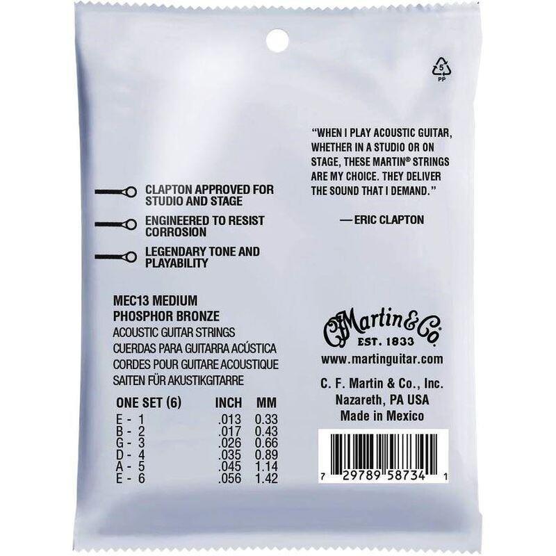 Martin Eric Clapton's Choice Acoustic Guitar Strings Set - 92/8 Phosphor Bronze Medium - 013 -.056 - MEC13, , large image number 1