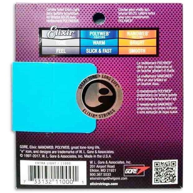 Elixir Acoustic Guitar Strings Polyweb Extra Light, , large image number 1