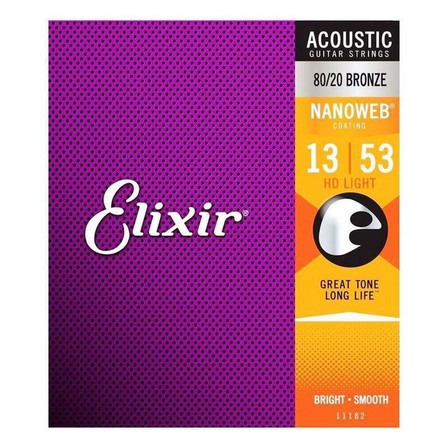 ELIXIR - Elixir Strings Nanoweb 80/20 Bronze HD Acoustic Guitar Strings - Medium Gauge