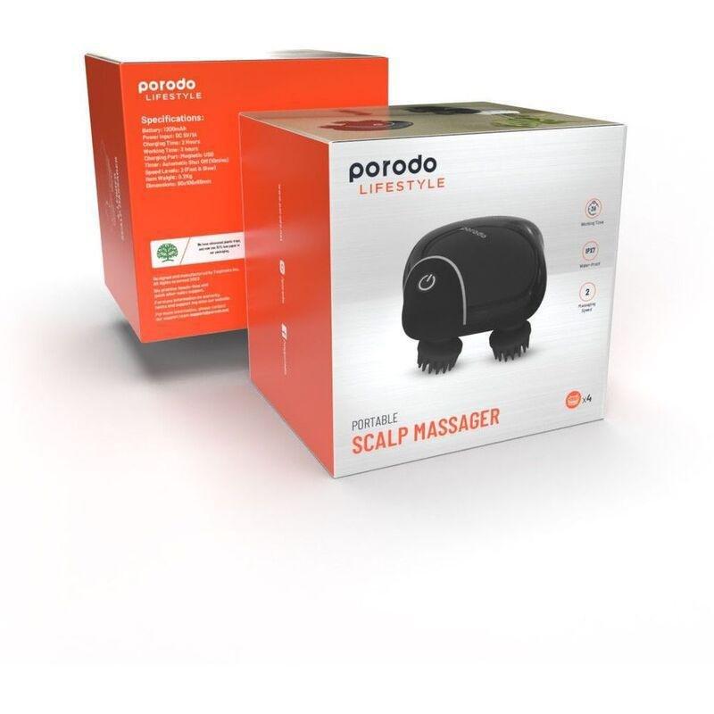 Porodo Lifestyle Portable Scalp Massager 1200mAh - Black, , large image number 2