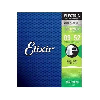 Elixir Electric Nickel Plated Steel 7 Guitar Strings with Opriweb - Super Light .009-.052, , large image number 0