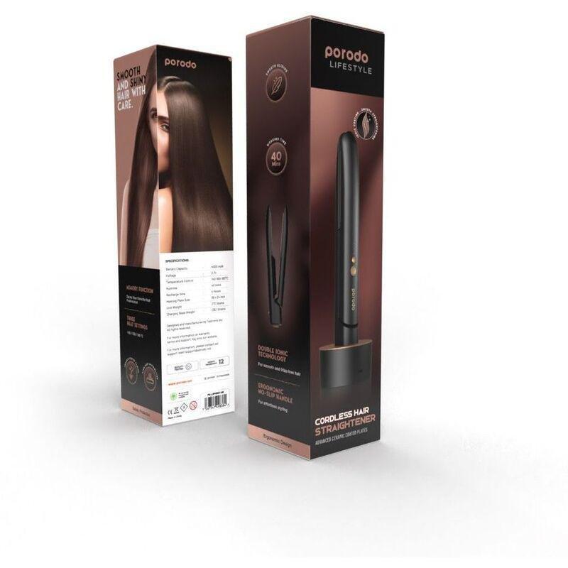 Porodo LifeStyle Wireless Rechargeable Hair Straightener - Black, , large image number 2
