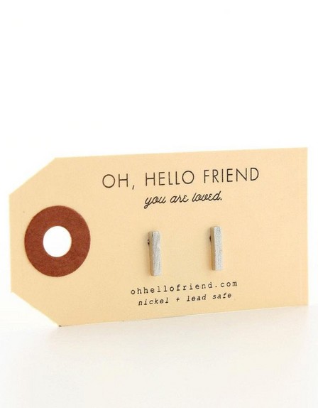 OH HELLO FRIEND - Oh Hello Friend Bar Silver Earrings