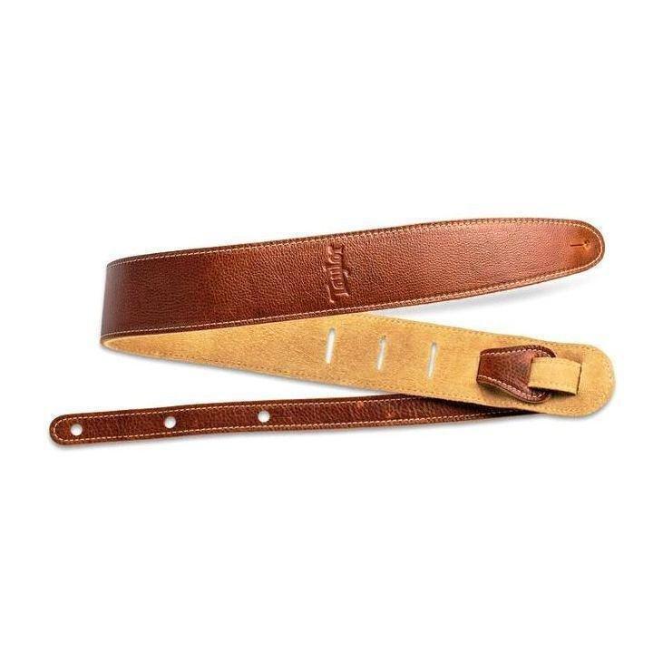 Taylor Leather With Suede 2.5" Guitar Strap - Medium Brown, , large image number 0