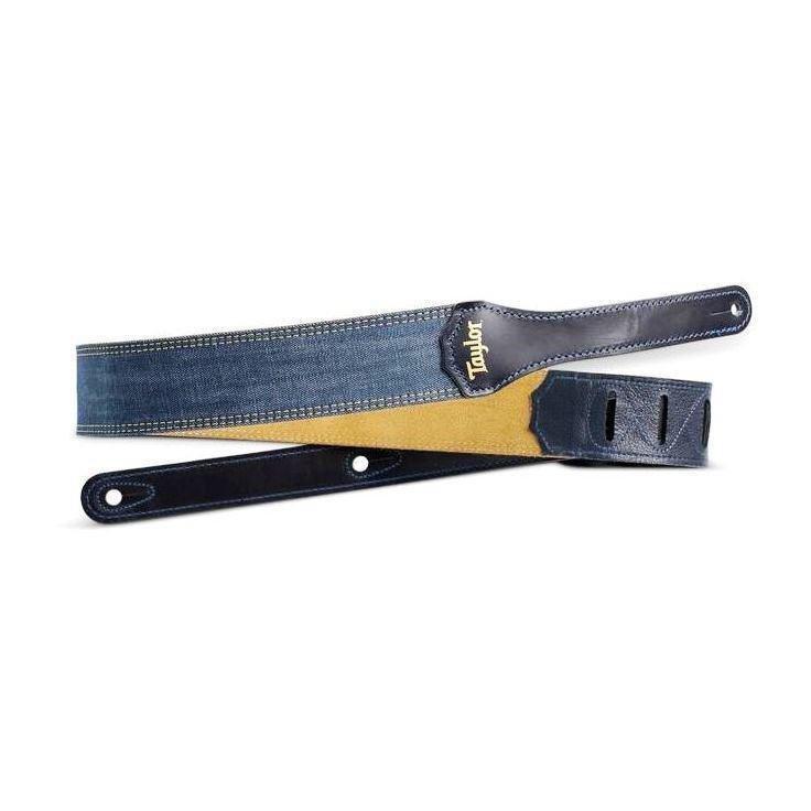 Taylor Blue Denim 2" Guitar Strap - Gold Logo, , large image number 0