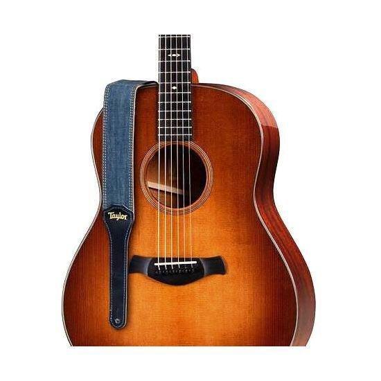 Taylor Blue Denim 2" Guitar Strap - Gold Logo, , large image number 1