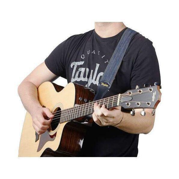 Taylor Blue Denim 2" Guitar Strap - Gold Logo, , large image number 2