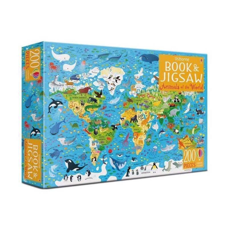 Book & Jigsaw Animals Of The World 200 Piece | Usbourne, , large image number 0