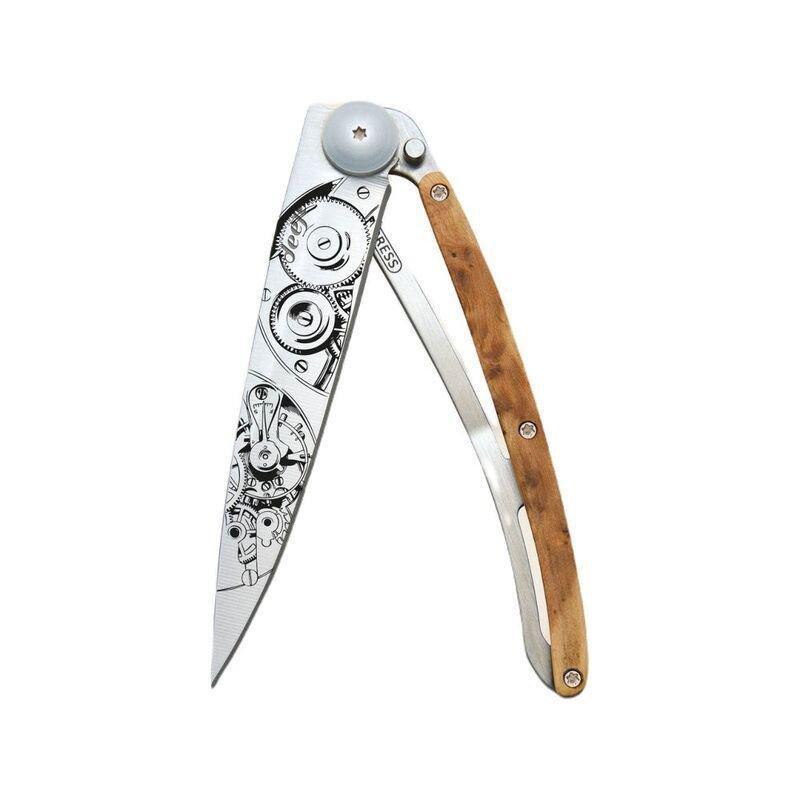 Deejo 37G Pocket Knife - Juniper Wood/Watch Movement (Grey), , large image number 0