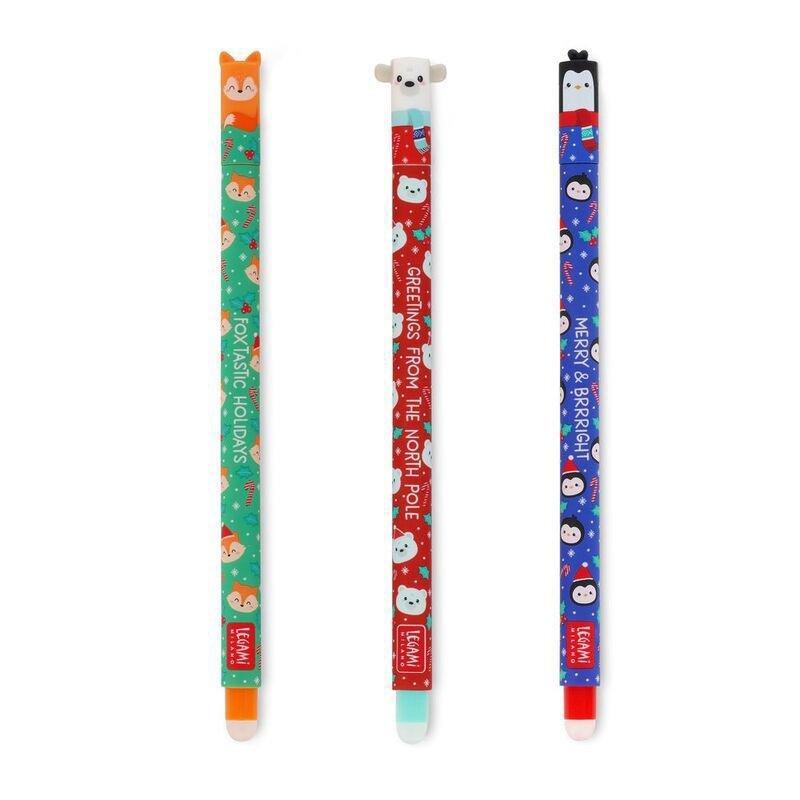 Legami Set Of 3 Erasable Gel Pens - Christmas 2023 - Fox + Polar Bear+ Penguin, , large image number 0