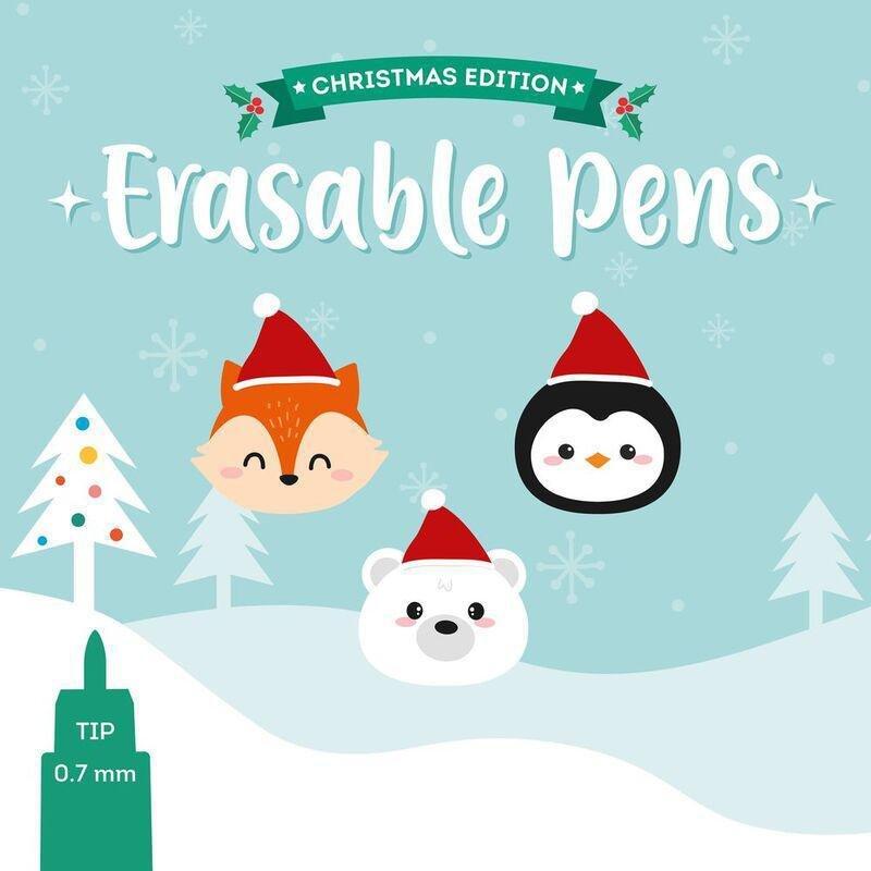 LEGAMI - Legami Set Of 3 Erasable Gel Pens - Christmas 2023 - Fox + Polar Bear+ Penguin