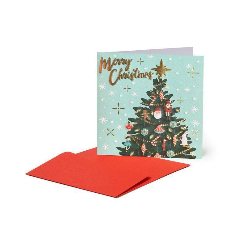 Legami Small Greeting Card (7 x 7cm) - Xmas Tree - Green, , medium