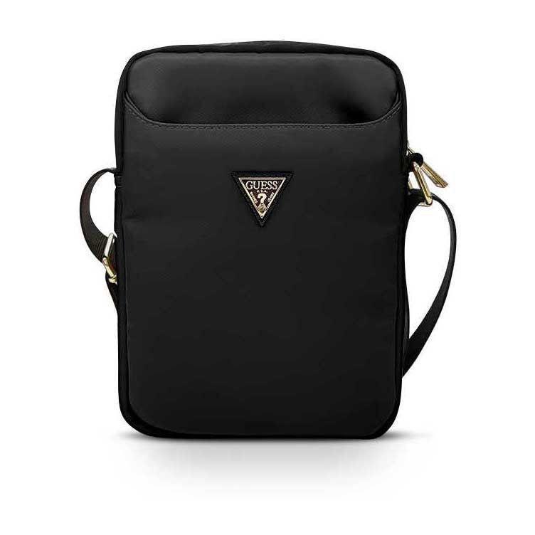 Guess Nylon Tablet Bag with Metal Triangle Logo - Black, , large image number 0