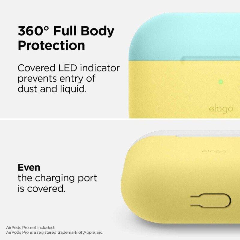 Elago Duo Case Top Coral Blue/Nightglow Blue Bottom Creamy Yellow for AirPods Pro, , large image number 1