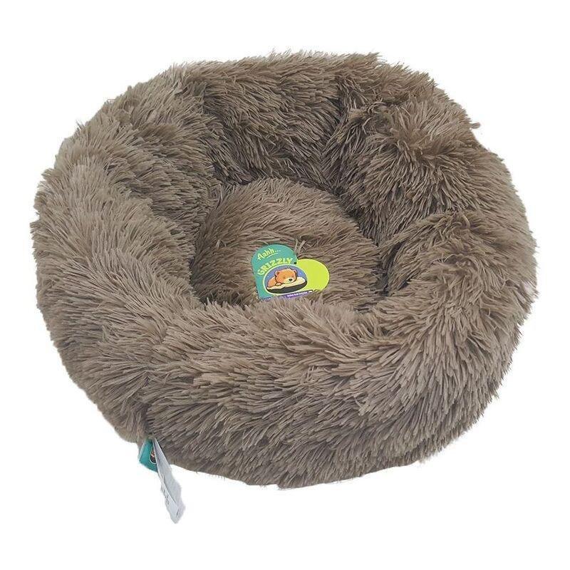Nutrapet Grizzly Velor Plush Round Pet Bed Dark Beige Large - 71 x 20 cm, , large image number 0