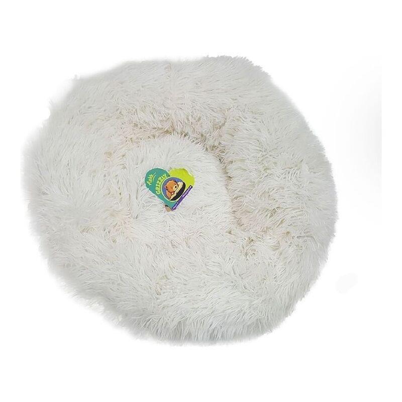 Nutrapet Grizzly Velor Plush Round Pet Bed White Large - 71 x 20 cm, , large image number 0