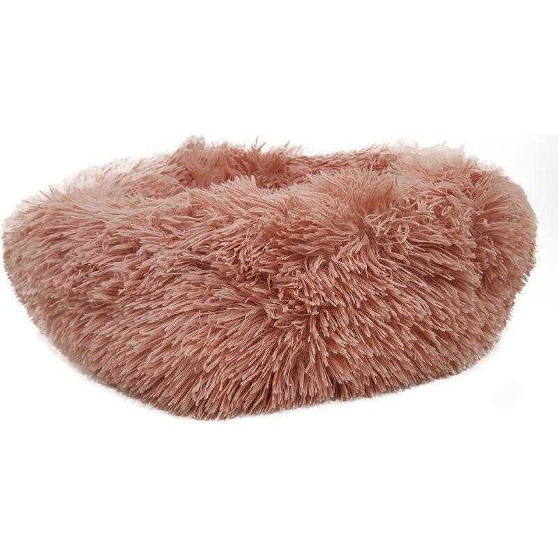 Nutrapet Grizzly Velor Plush Round Pet Bed Beige Pink Large - 71 x 20 cm, , medium