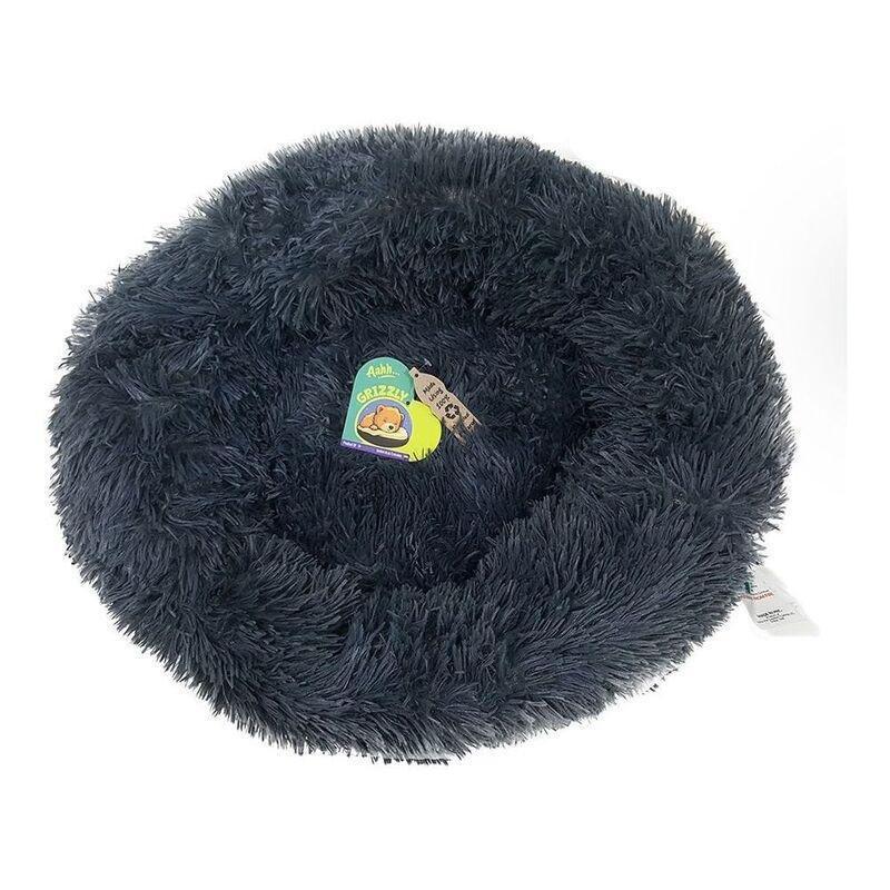 Nutrapet Grizzly Velor Plush Round Pet Bed Dark Grey Small - 50 x 15 cm, , large image number 0