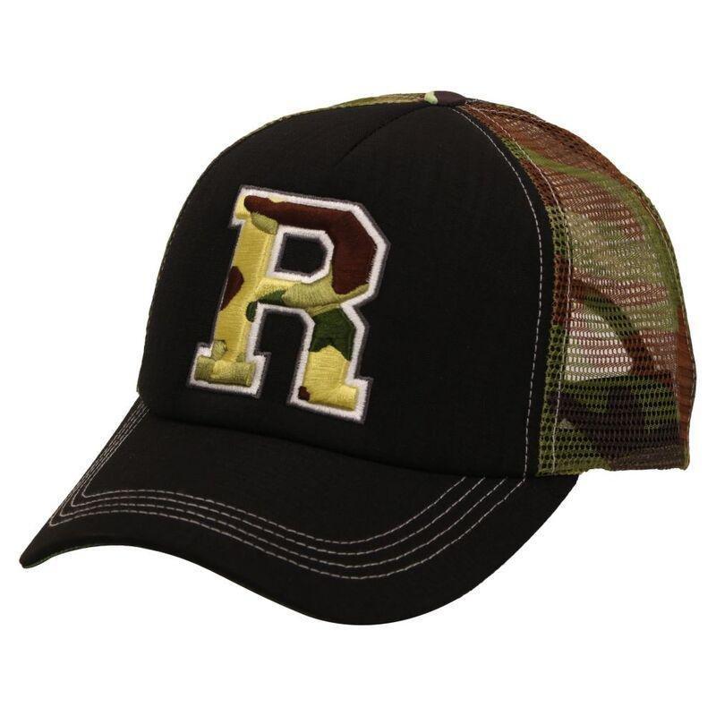 B180 Letter R Unisex Trucker Cap Camoufladge, , medium