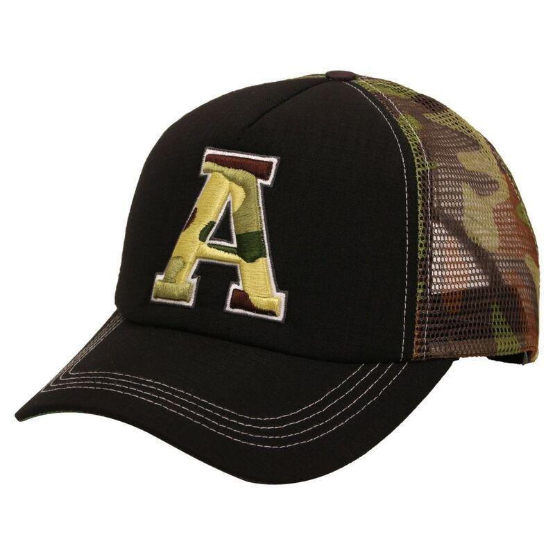 B180 CAPS - B180 Letter A Unisex Trucker Cap Camoufladge