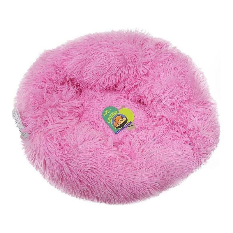 Nutrapet Grizzly Velor Plush Round Pet Bed Pink Small - 50 x 15 cm, , large image number 0