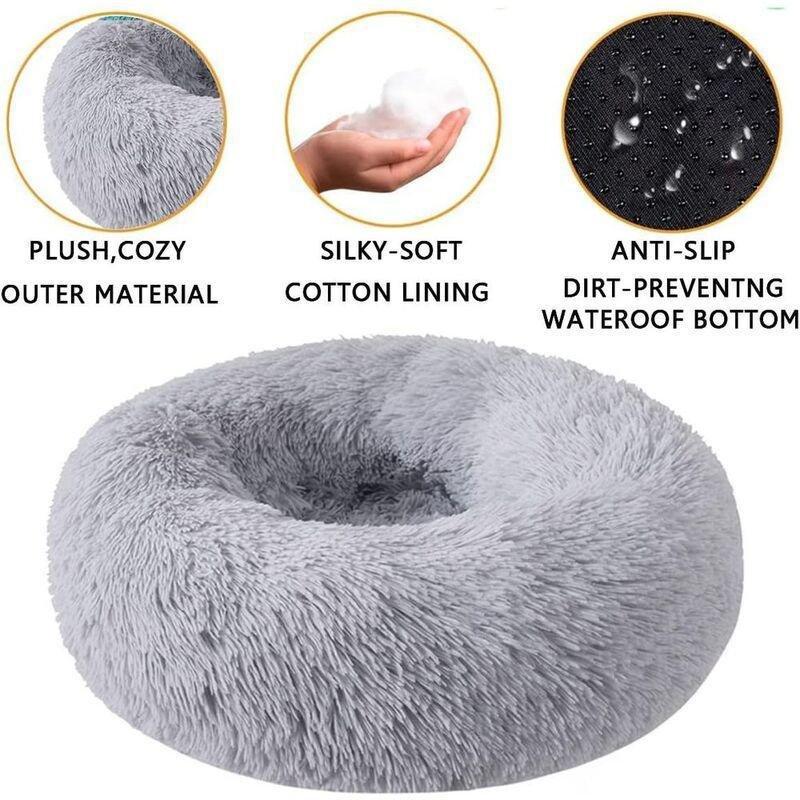Nutrapet Grizzly Velor Plush Round Pet Bed Grey Small - 50 x 15 cm, , large image number 1