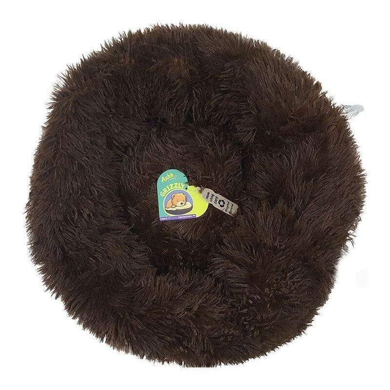 Nutrapet Grizzly Velor Plush Round Pet Bed Dark Brown Small - 50 x 15 cm, , large image number 0