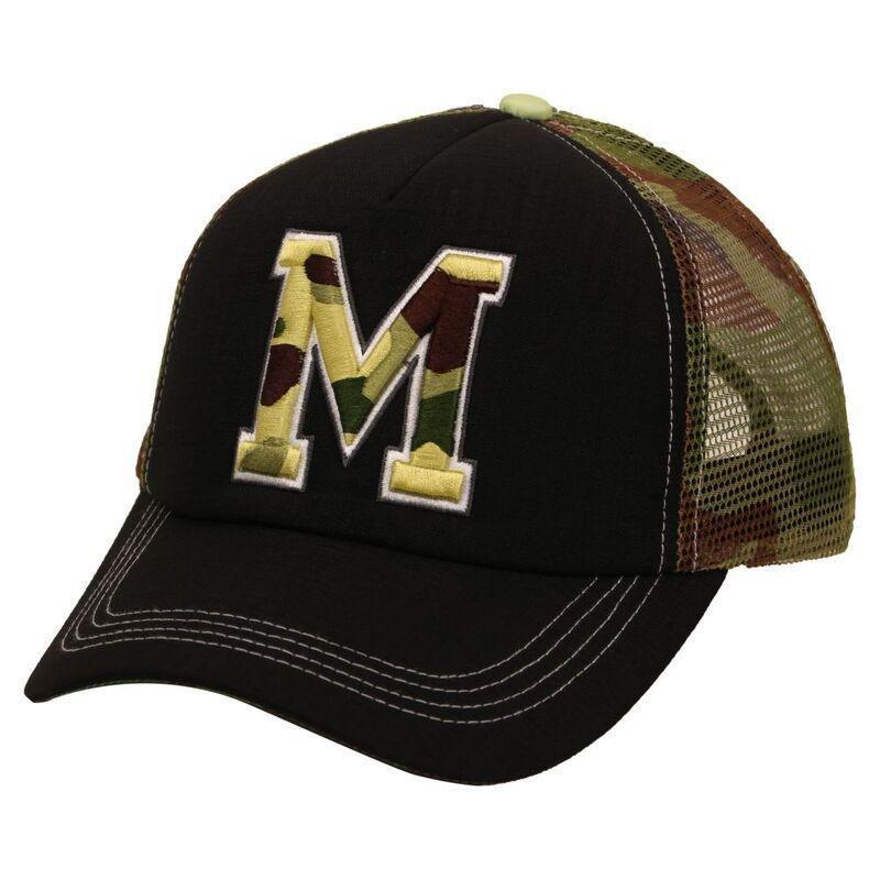 B180 Letter M Unisex Trucker Cap Camoufladge, , medium