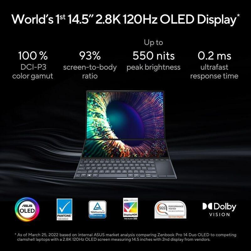 ASUS Zenbook Pro Duo 14 UX8402VV-OLEDI9TB Laptop intel Core I9-13900H/32GB RAM/1TB SSD/NVIDIA GeForce RTX 4060 8GB/14.5-inch WQXGA+ (2880X1800)/Win..., , large image number 6