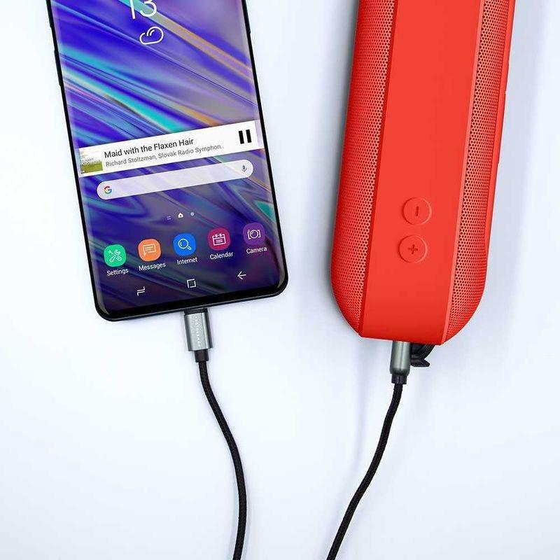 Powerology Aluminum Braided USB-C to 3.5 mm Aux Cable 1.2M Gray, , large image number 2